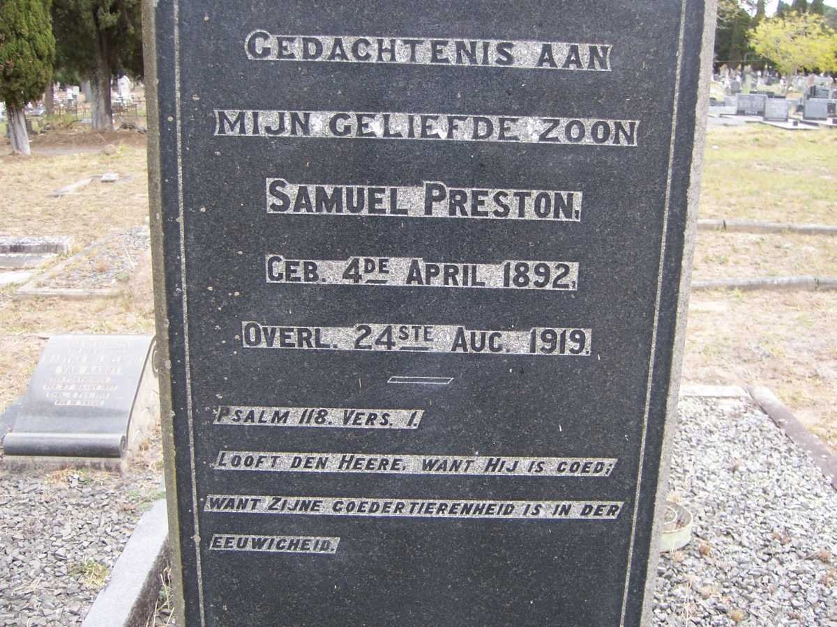 PRESTON Samuel 1892-1919