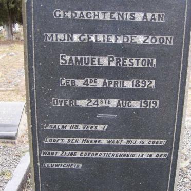PRESTON Samuel 1892-1919