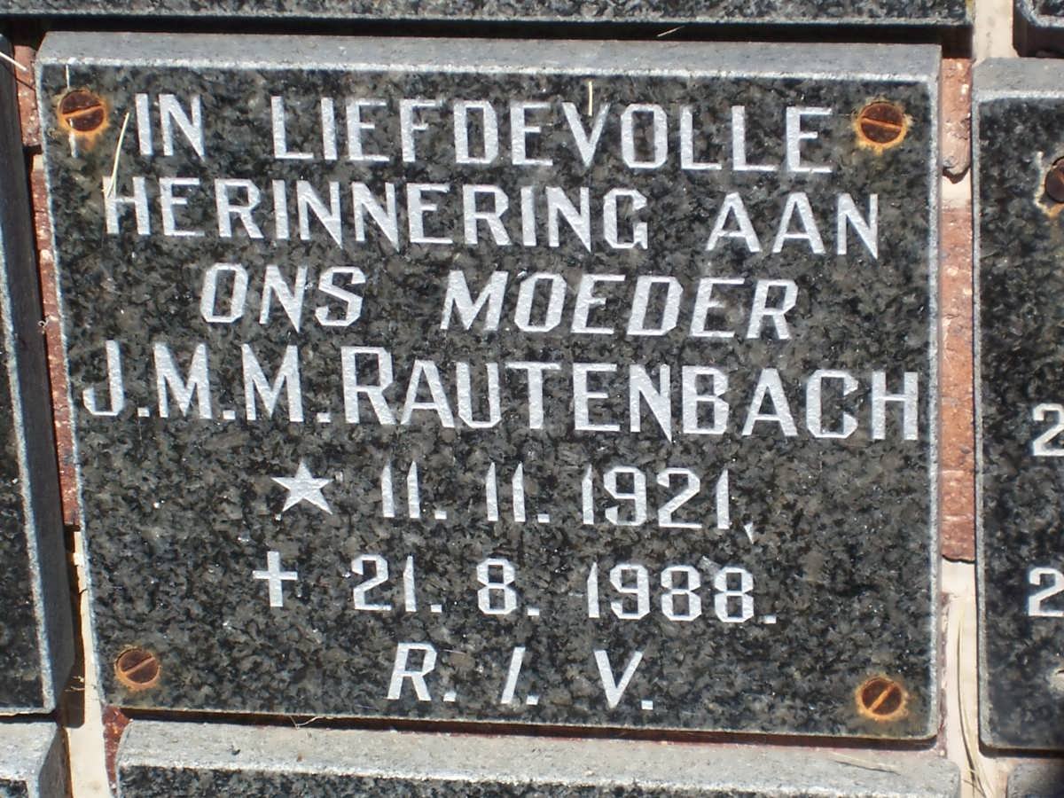 RAUTENBACH J.M.M. 1921-1988