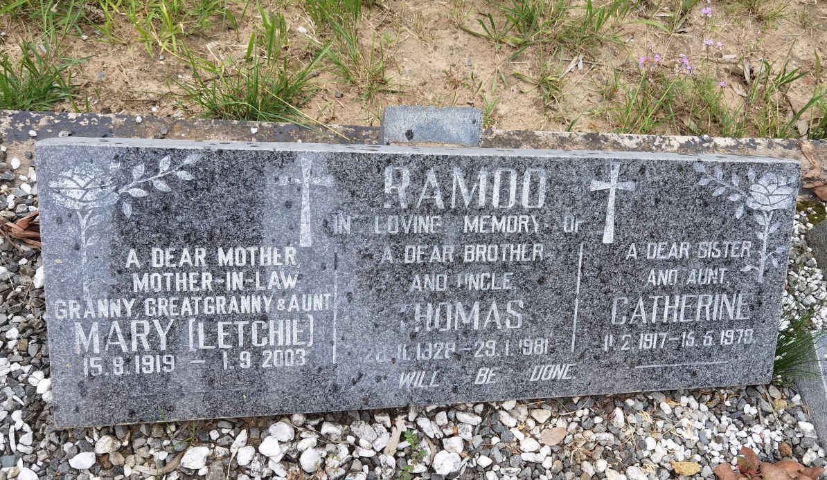 RAMOO Mary 1919-2003 :: RAMOO Thomas 1928-1981 :: RAMOO Catherine 1917-1979