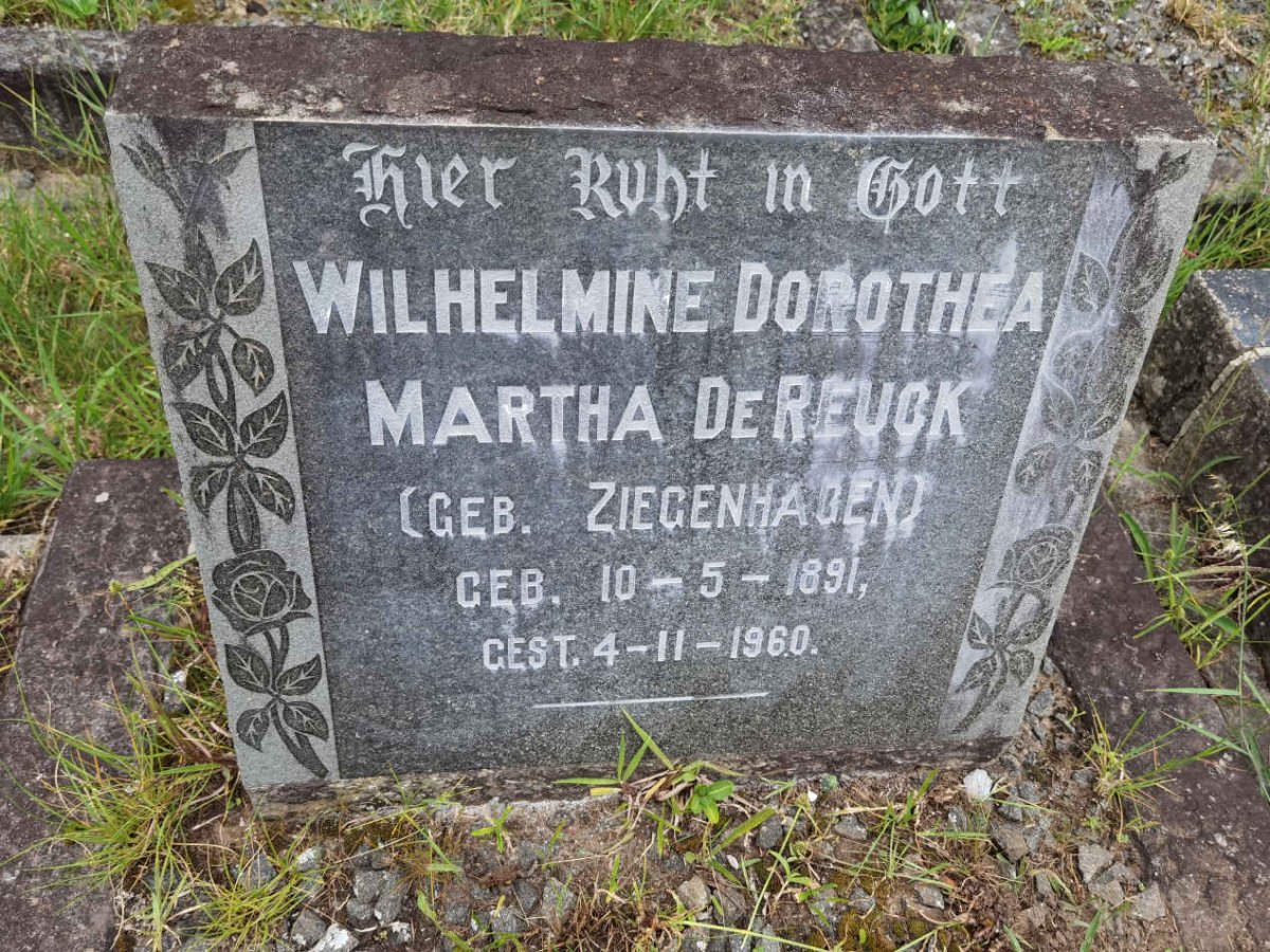 REUCK Wilhelmine Dorothea Martha, de nee ZIEGENHAGEN 1891-1960