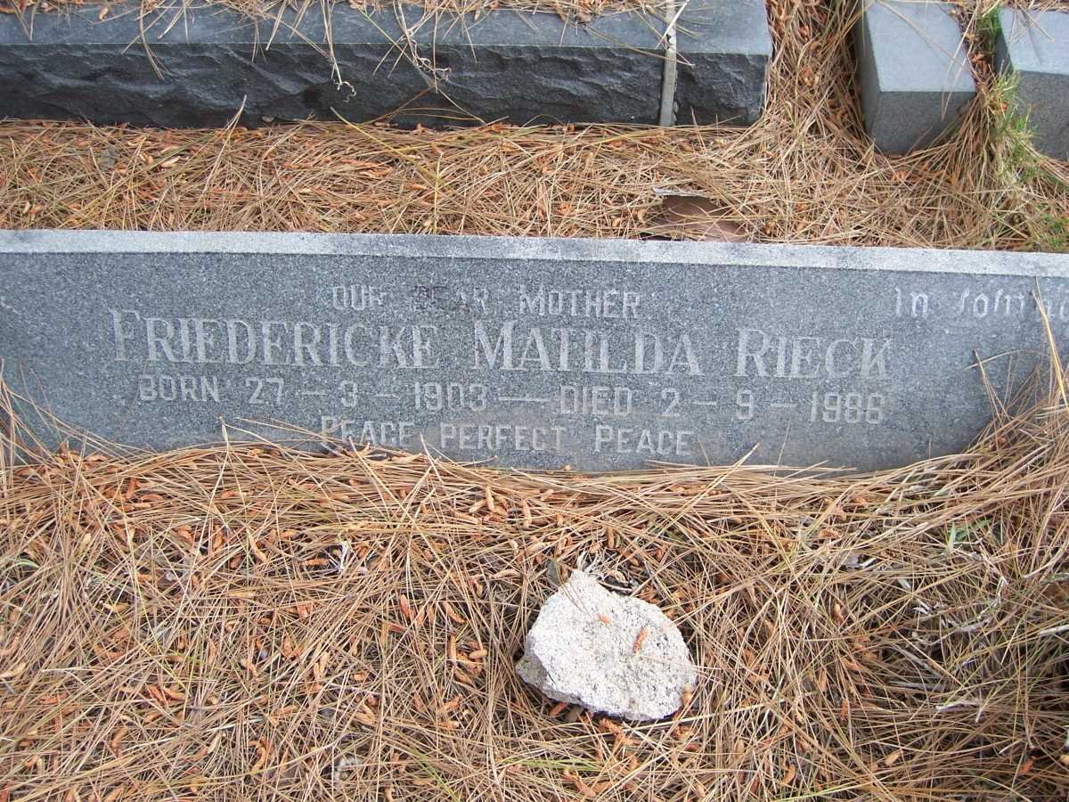 RIECK Friedericke Matilda 1903-1988