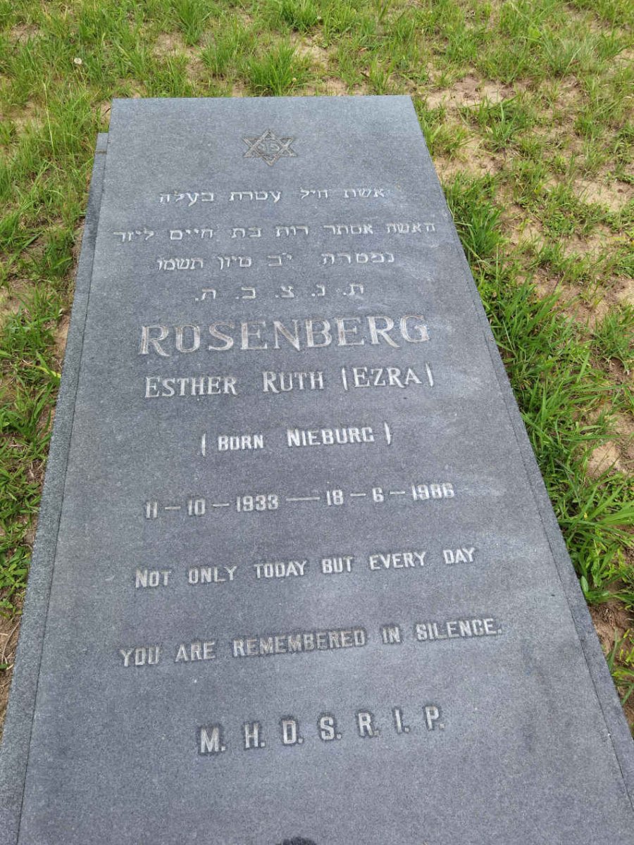 ROSENBERG Esther Ruth nee NIEBURG 1933-1986