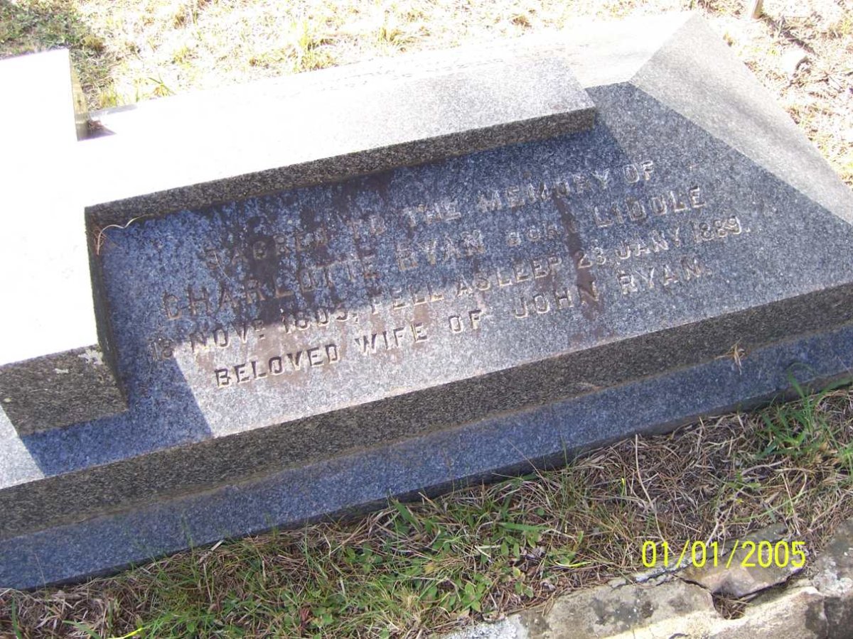 RYAN Charlotte Evan nee LIDDLE 1805-1889