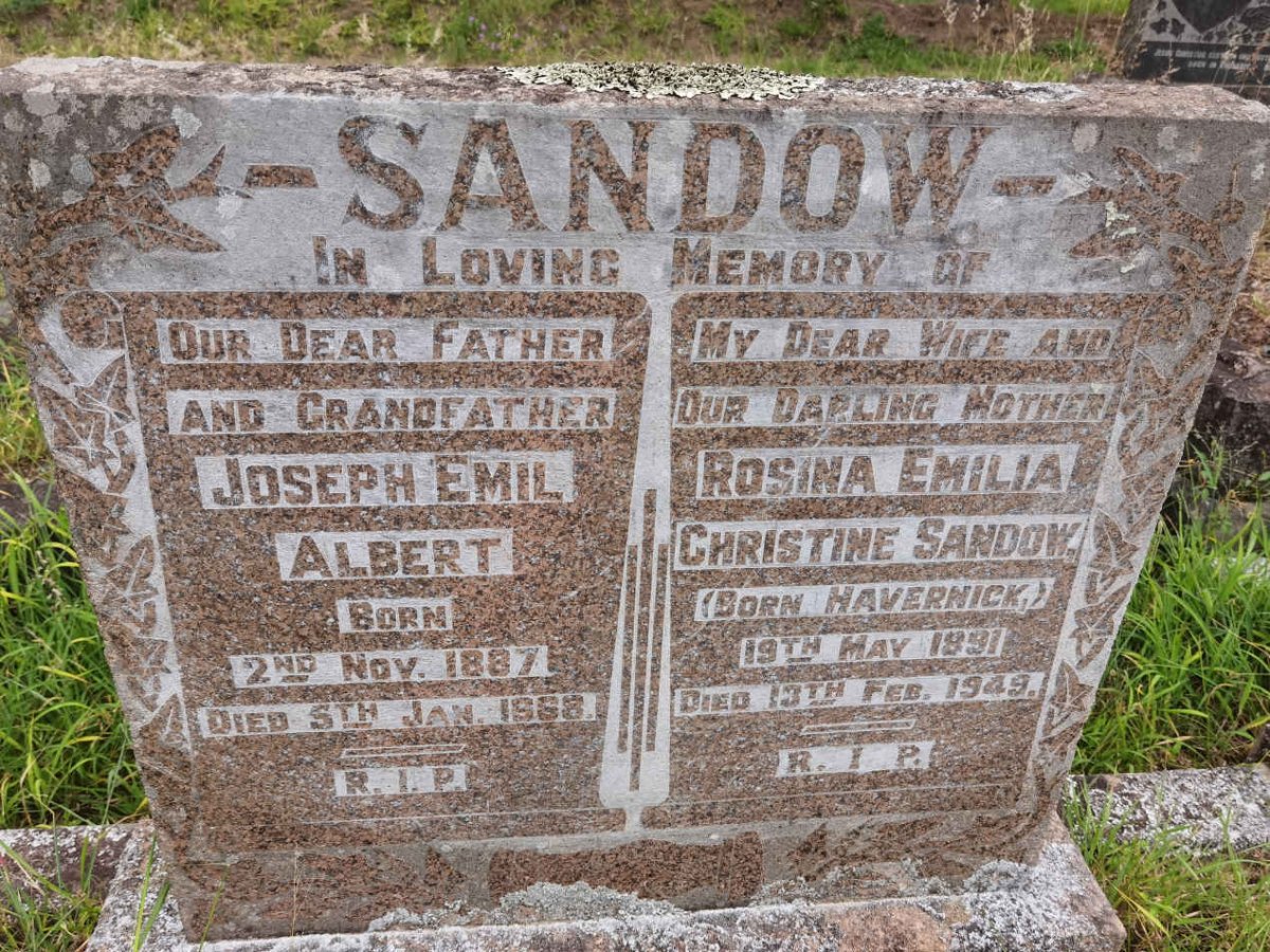 SANDOW Joseph Emil Albert 1887-1968 &amp; Rosina Emilia Christine HAVERNICK 1891-1949