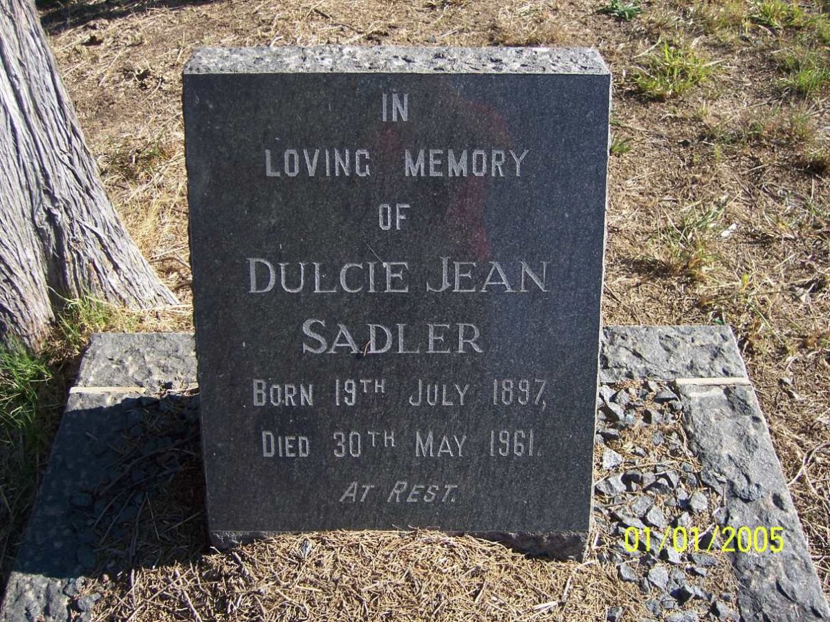 SADLER Dulcie Jean 1897-1961