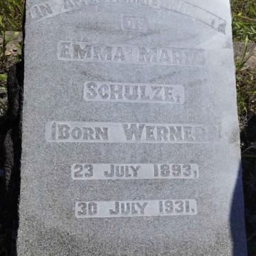 SCHULZE Emma Maria nee WERNER 1893-1931
