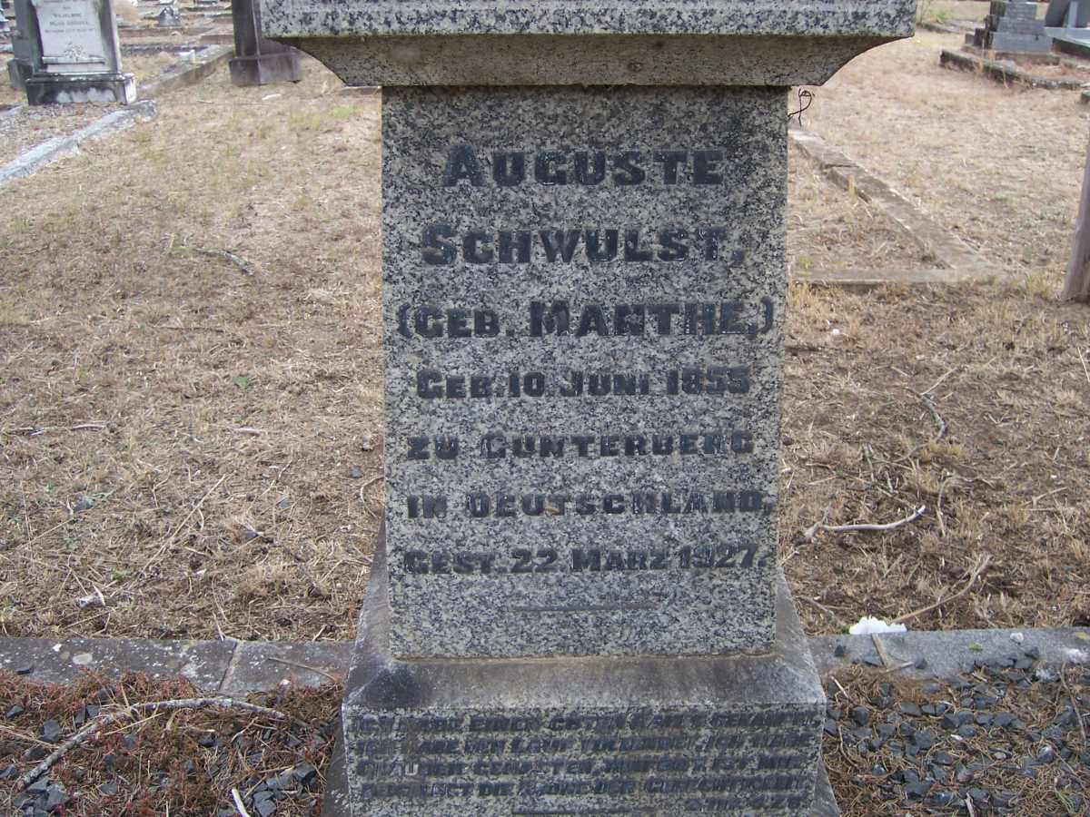 SCHWULST Auguste nee MANTHE 1855-1927