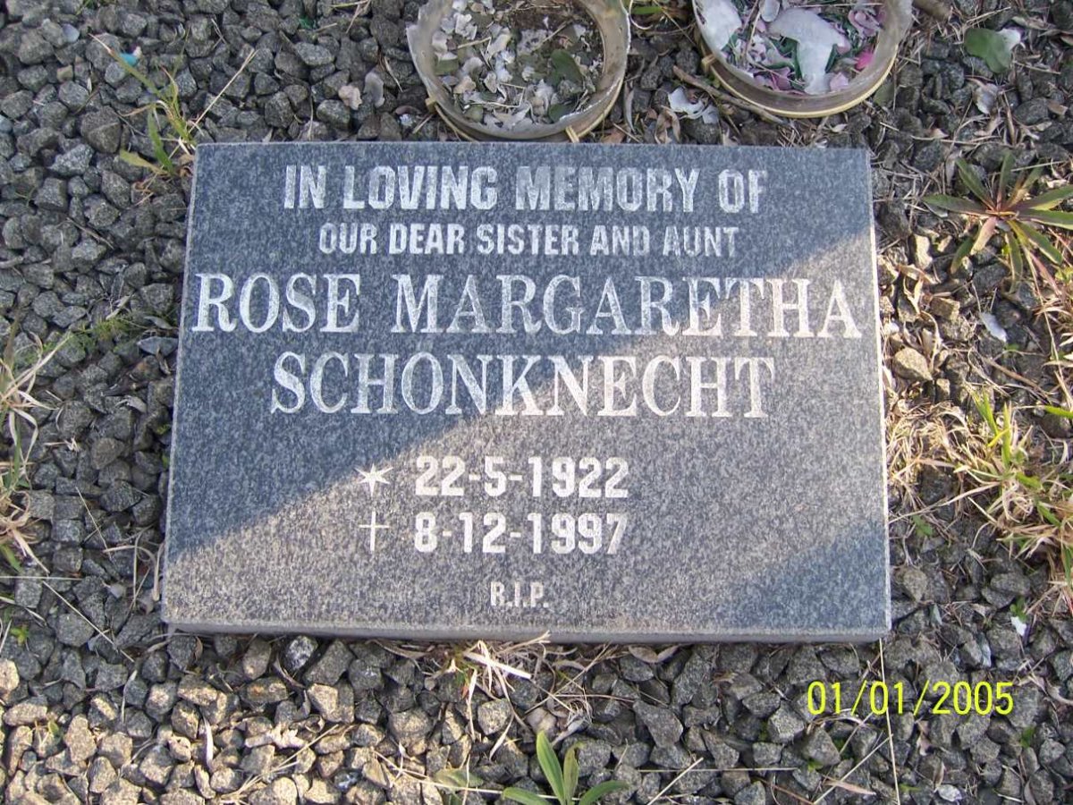 SCHONKNECHT Rose Margaretha 1922-1997