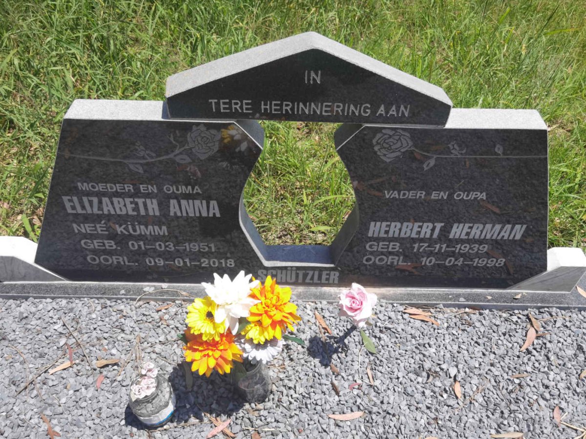 SCHUTZLER Herbert Herman 1939-1998 &amp; Elizabeth Anna KUMM 1951-2018