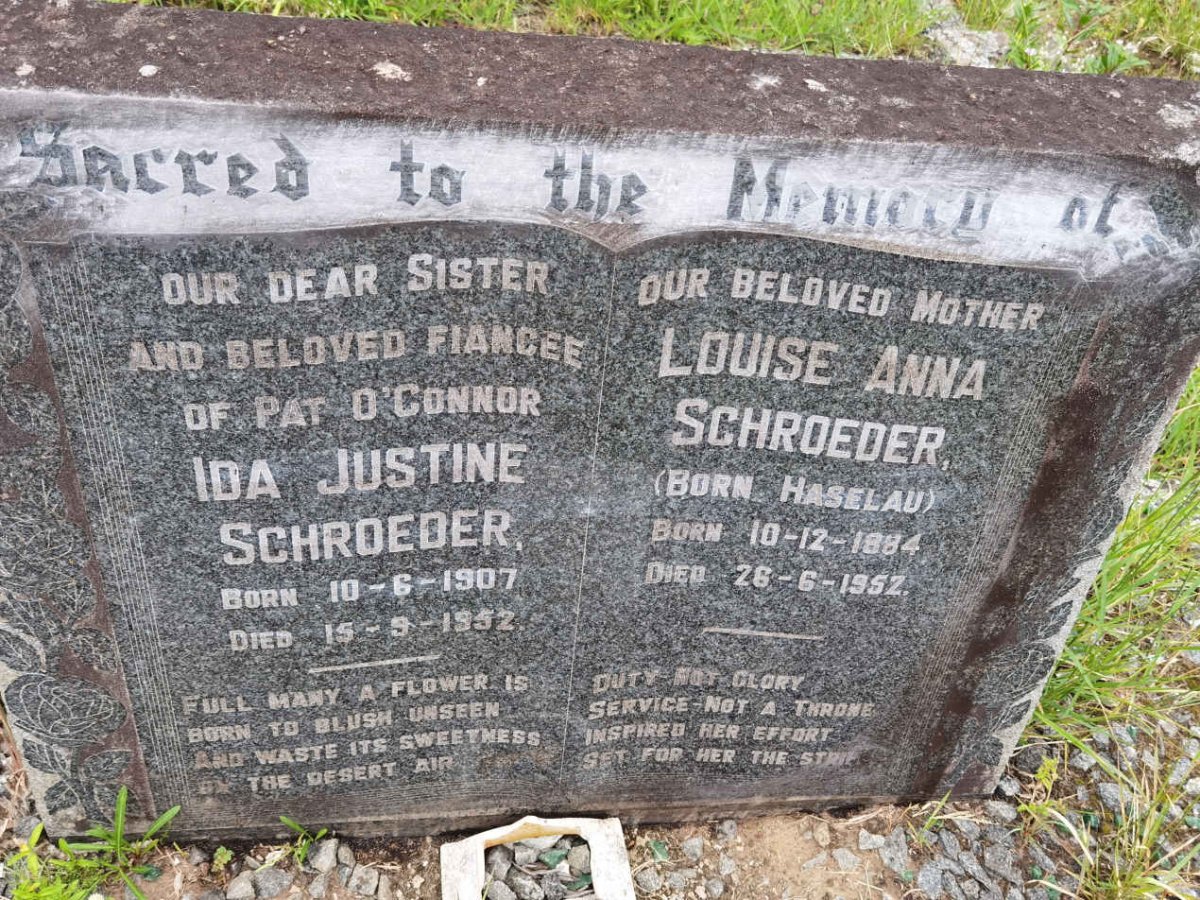 SCHROEDER Louise Anna nee HASELAU 1884-1952 :: SCHROEDER Ida Justine 1907-1952