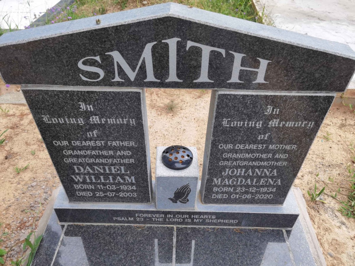 SMITH Daniel William 1934-2003 &amp; Johanna Magdalena 1934-2020