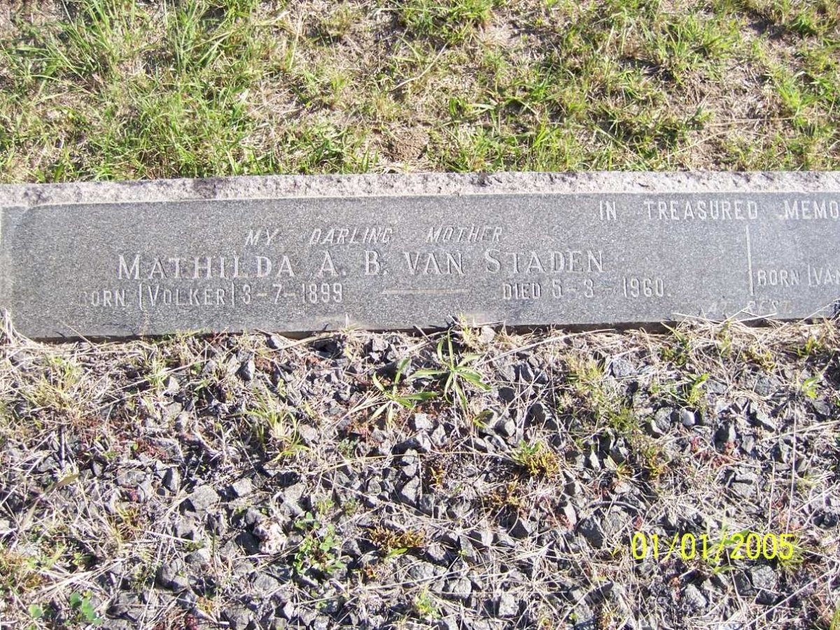 STADEN Mathilda A.B., van nee VOLKER 1899-1960
