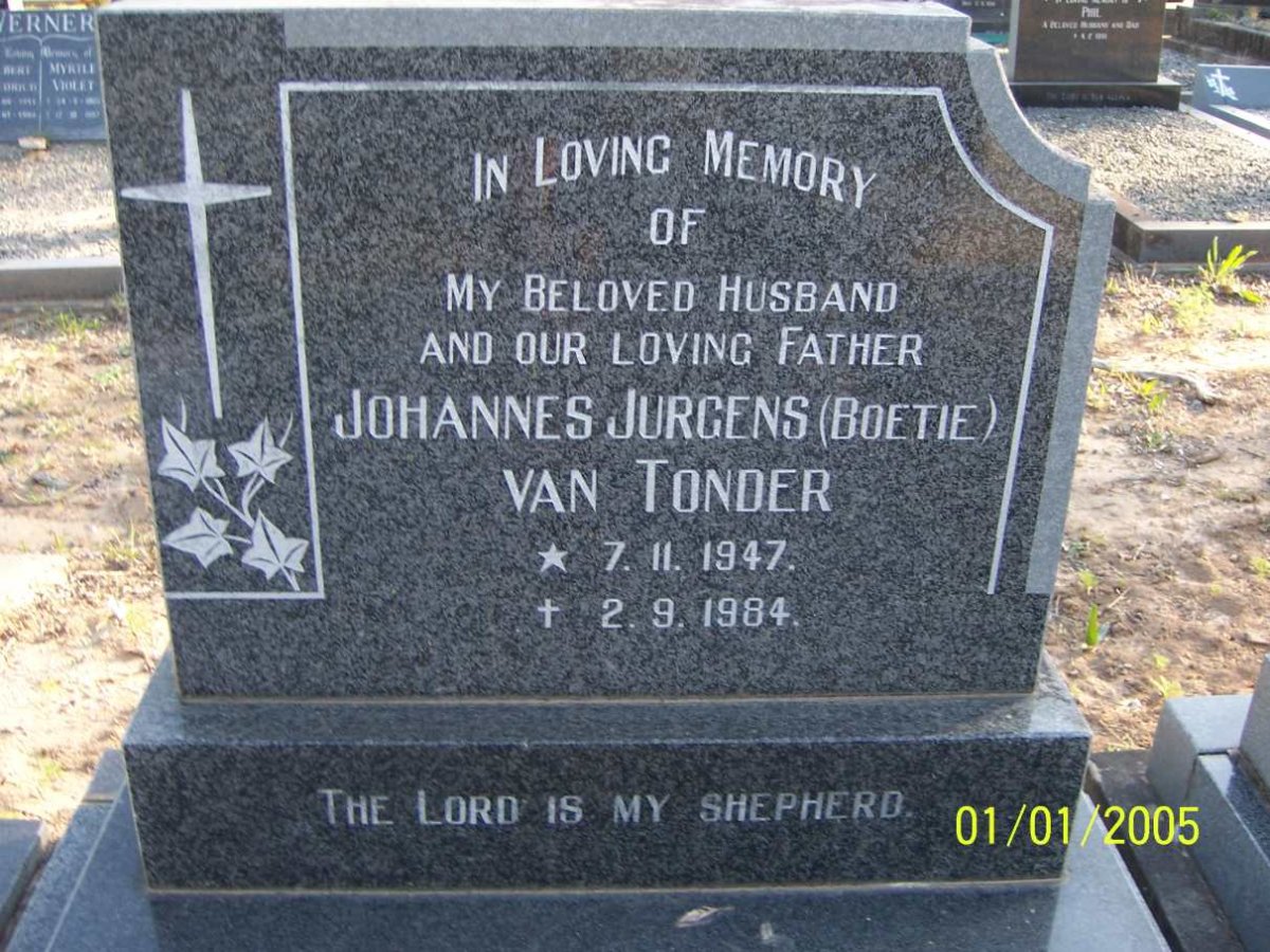 TONDER Johannes Jurgens, van 1947-1984