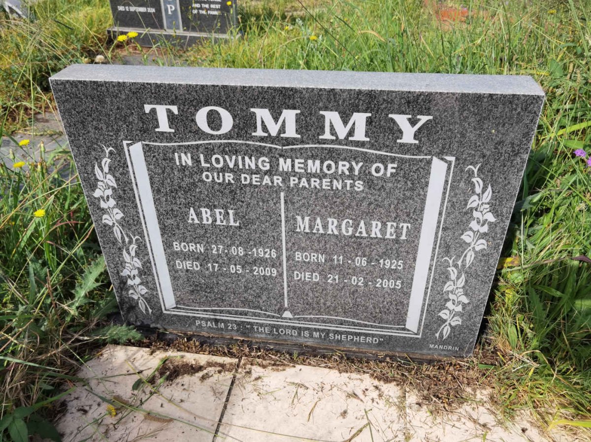 TOMMY Abel 1926-2009 &amp; Margaret 1925-2005