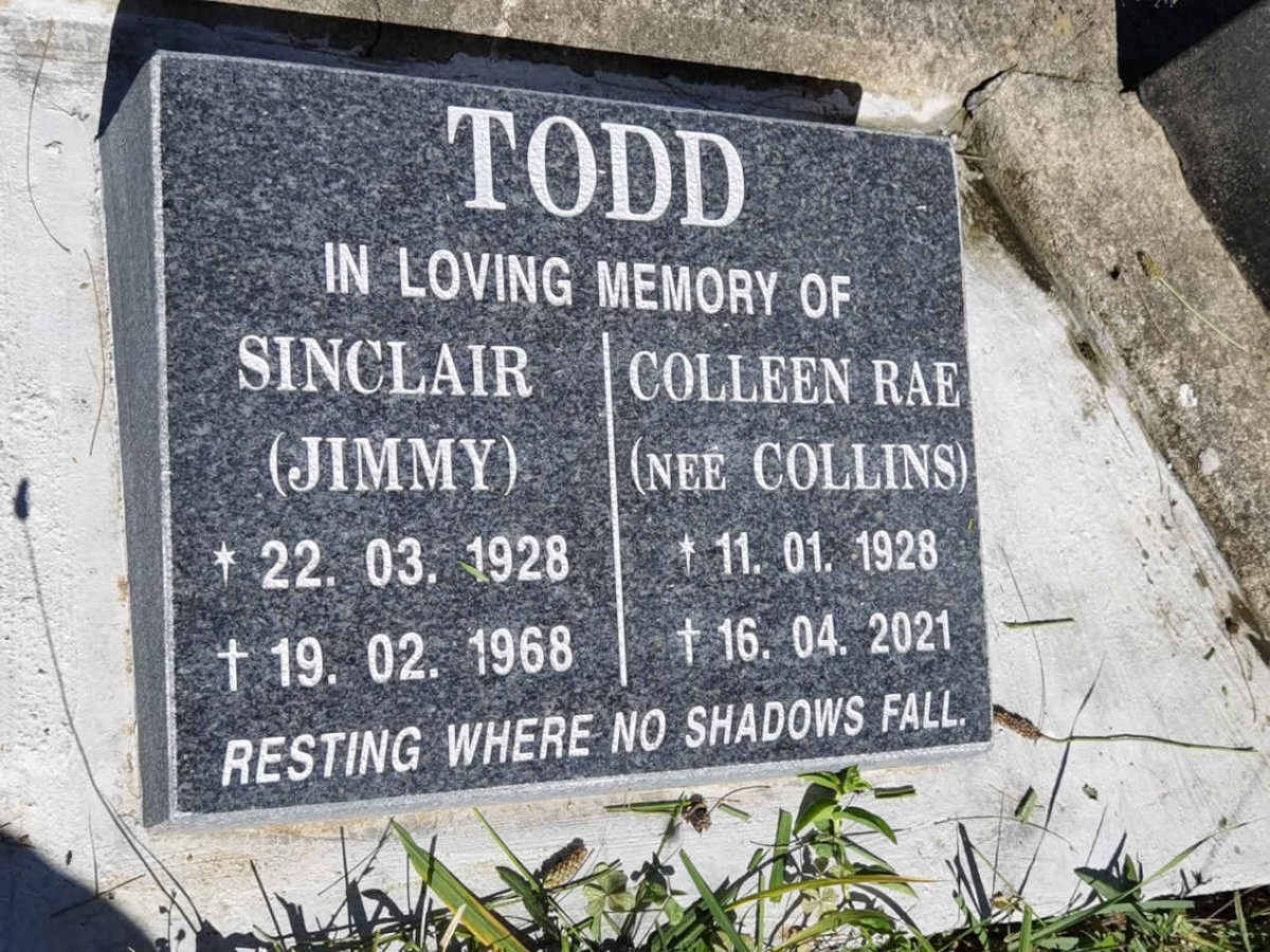 TODD Sinclair 1928-1968 & Colleen Rae COLLINS 1928-2021