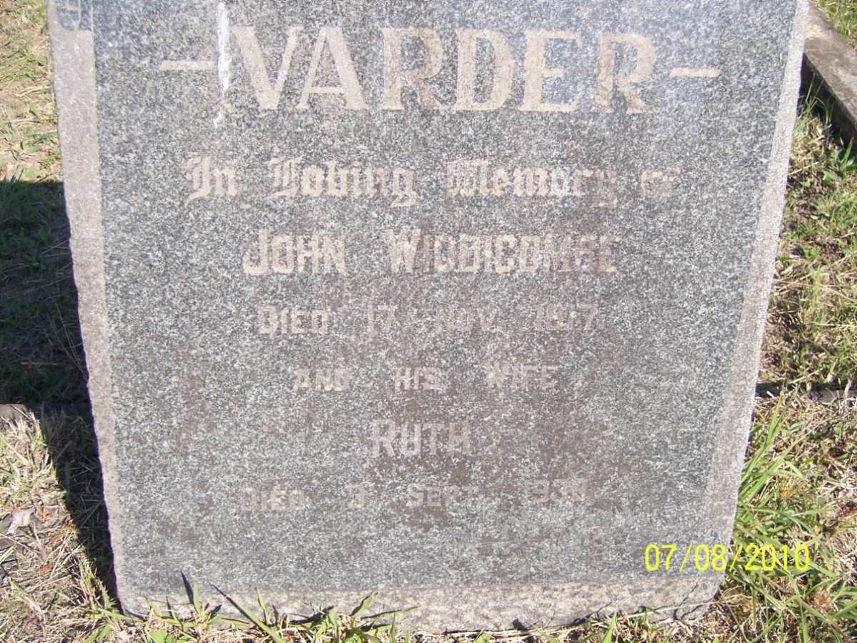 VARDER John Widdicombe -1917 &amp; Ruth -1939