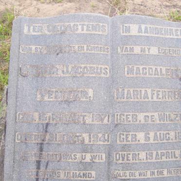 VENTER Pieter Jacobus 1871-1941 &amp; Magdalena Maria Ferreira DE WILZEN 1877-1953