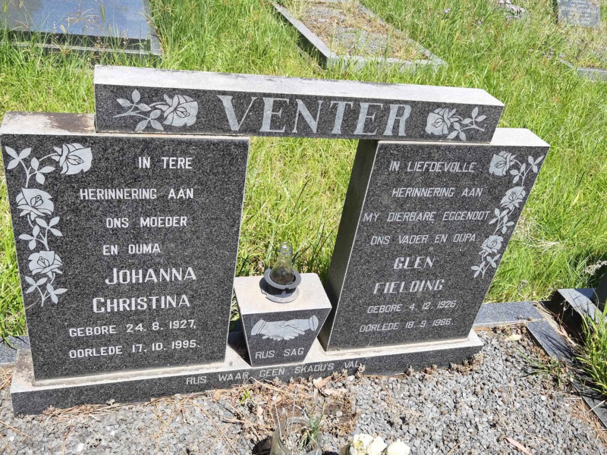 VENTER Glen Fielding 1926-1986 &amp; Johanna Christina 1927-1995