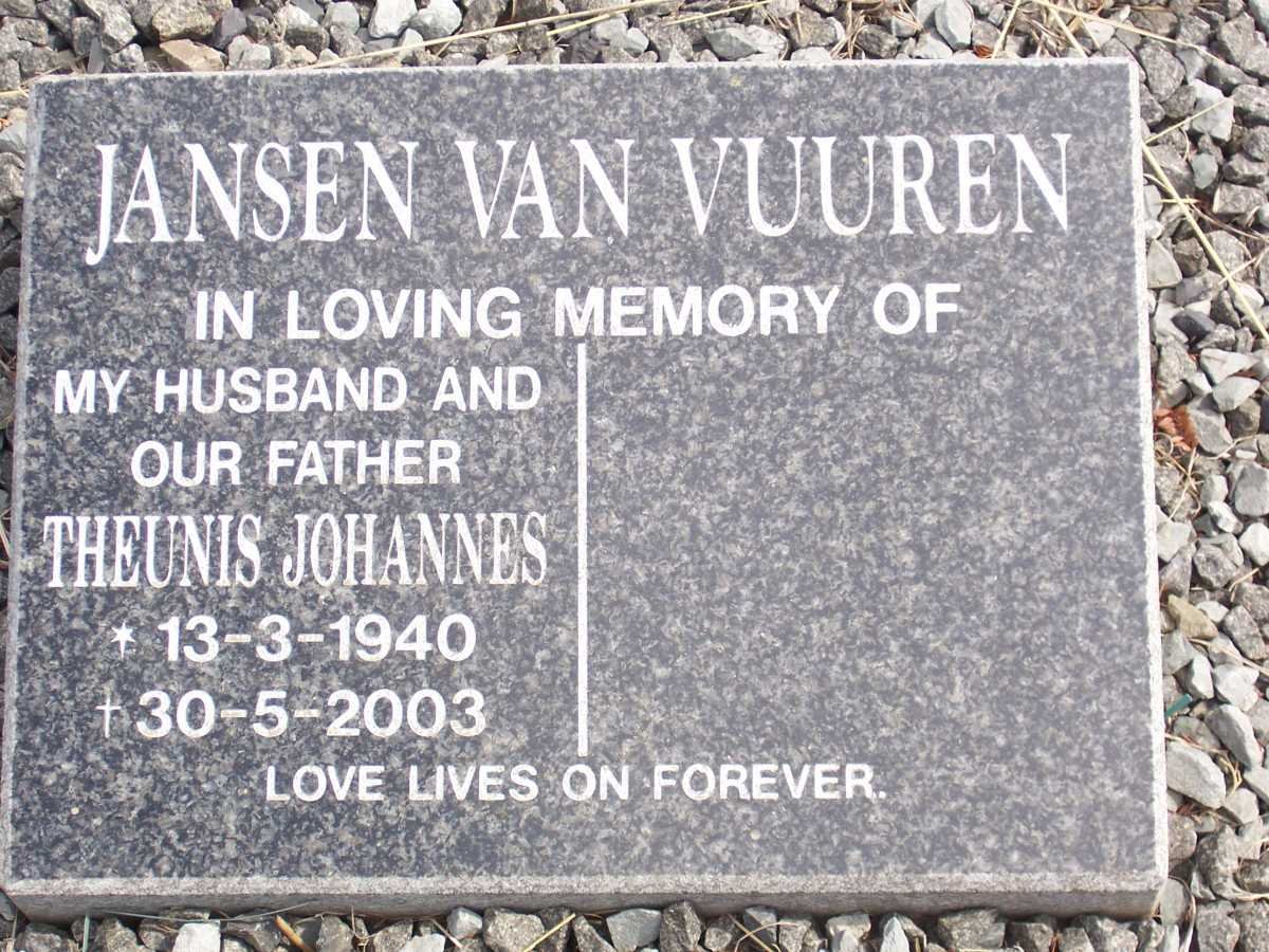 VUUREN Theunis Johannes, Jansen van 1940-2003