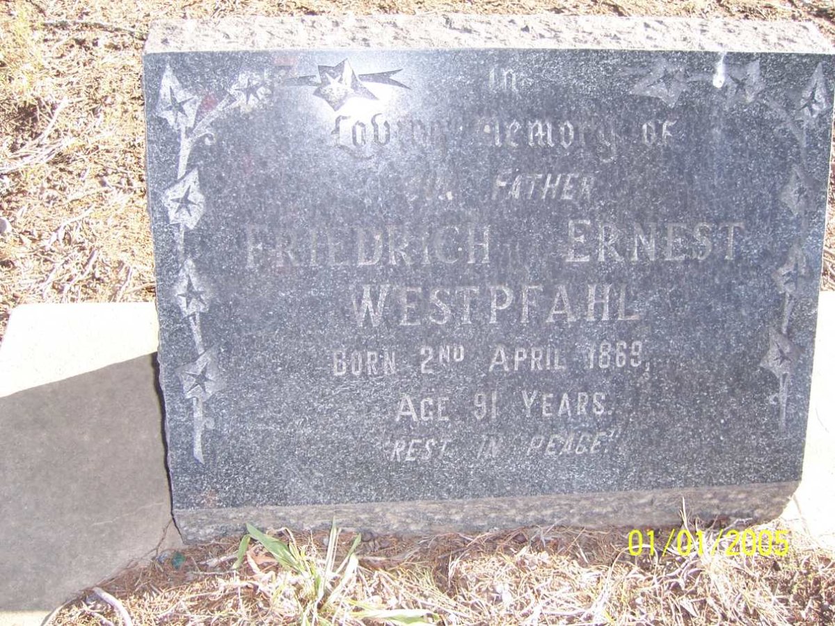 WESTPFAHL Friedrich Ernest 1869-1960