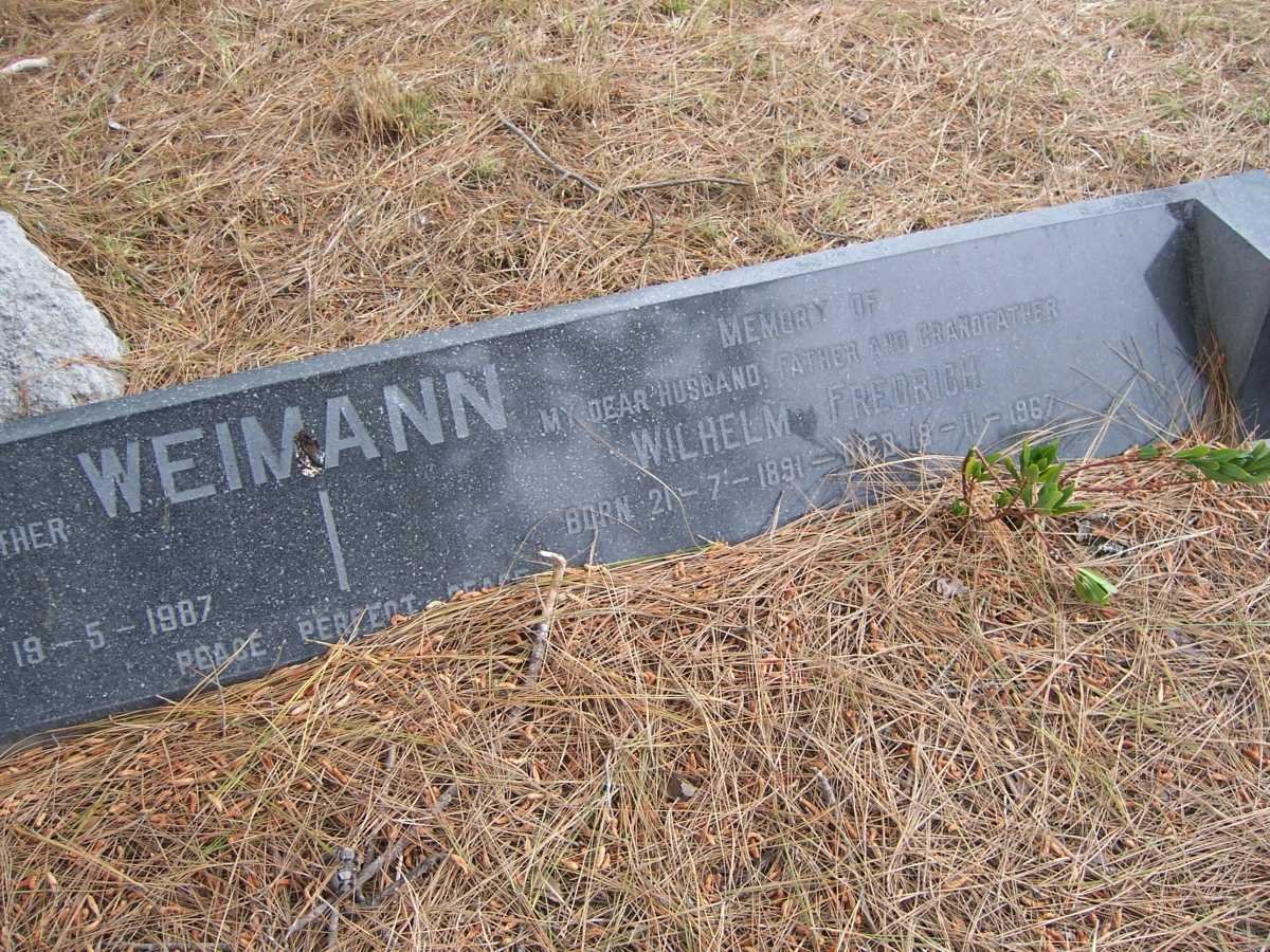 WEIMANN Wilhelm Fredrich 1891-1967 &amp; Esther Hedwig PETER 1897-1987