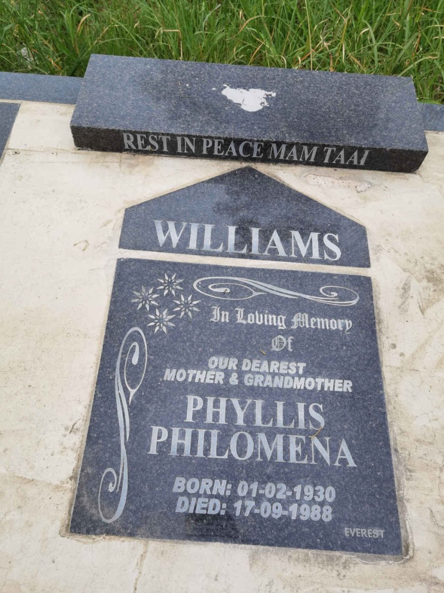 WILLIAMS Phyllis Philomena 1930-1988