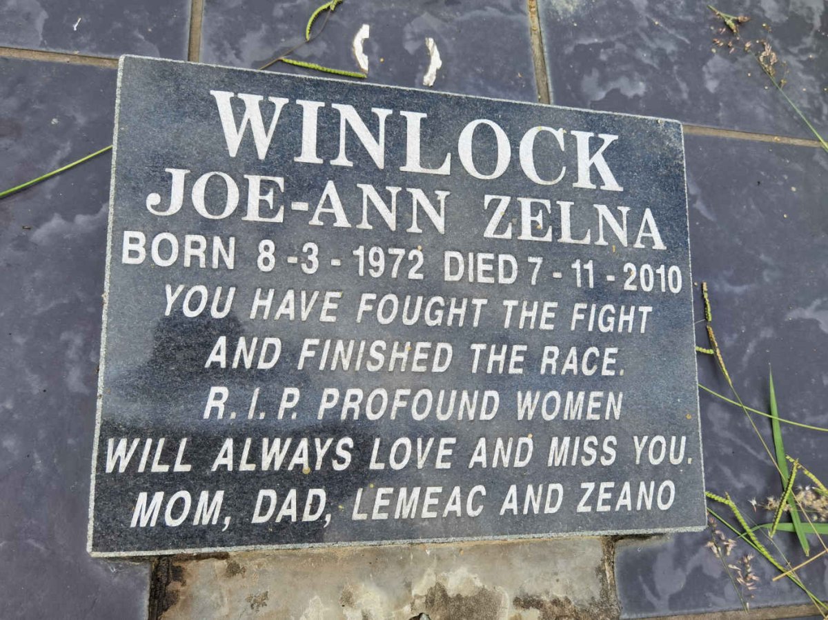 WINLOCK Joe-Ann Zelna 1972-2010