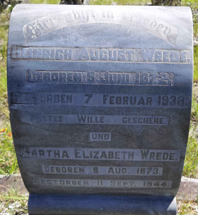 WREDE Heinrich August 1872-1938 & Martha Elizabeth 1873-1944 