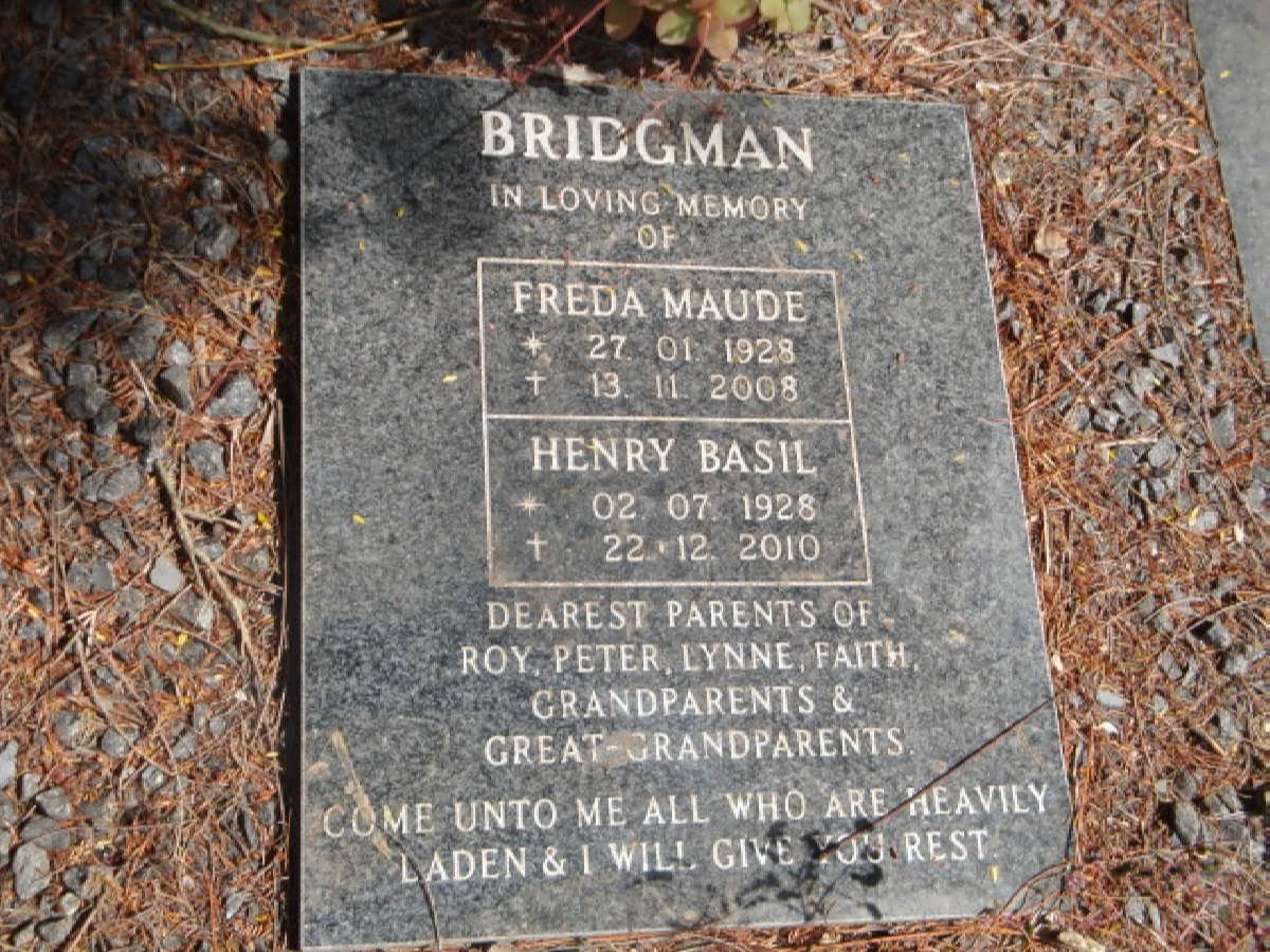 BRIDGMAN Henry Basil 1928-2010 &amp; Freda Maude 1928-2008