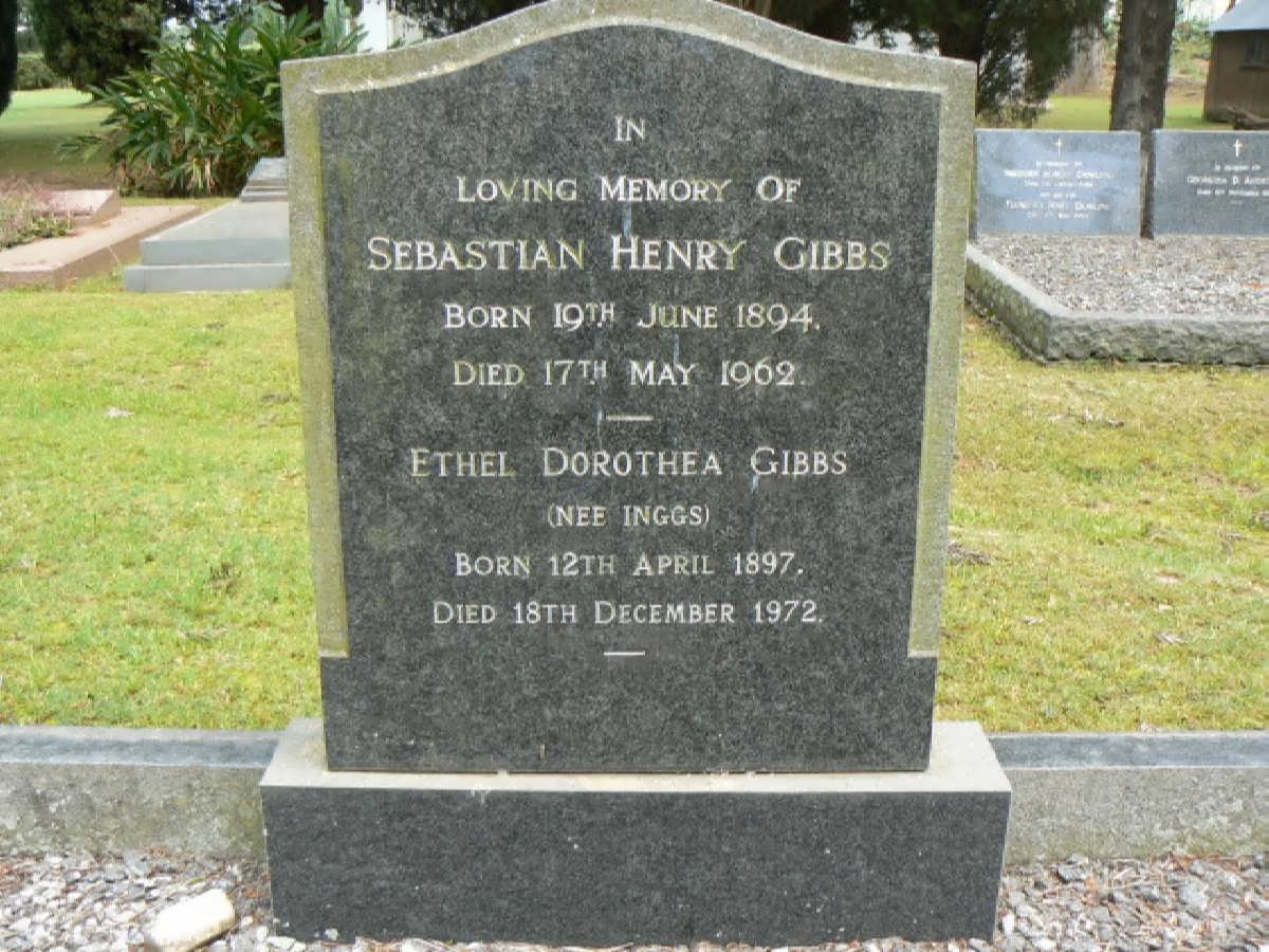 GIBBS Sebastian Henry 1894-1964 &amp; Ethel Dorothea INGGS 1897-1972