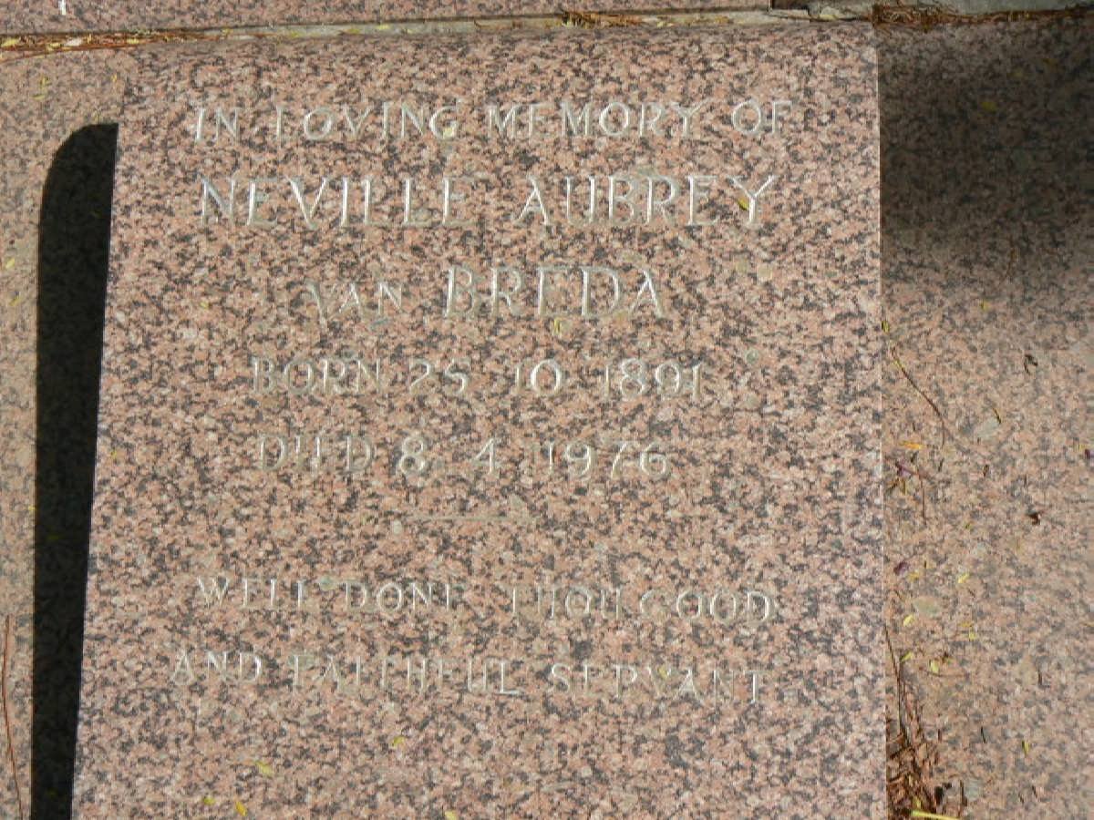 BREDA Neville Aubrey, van 1891-1976