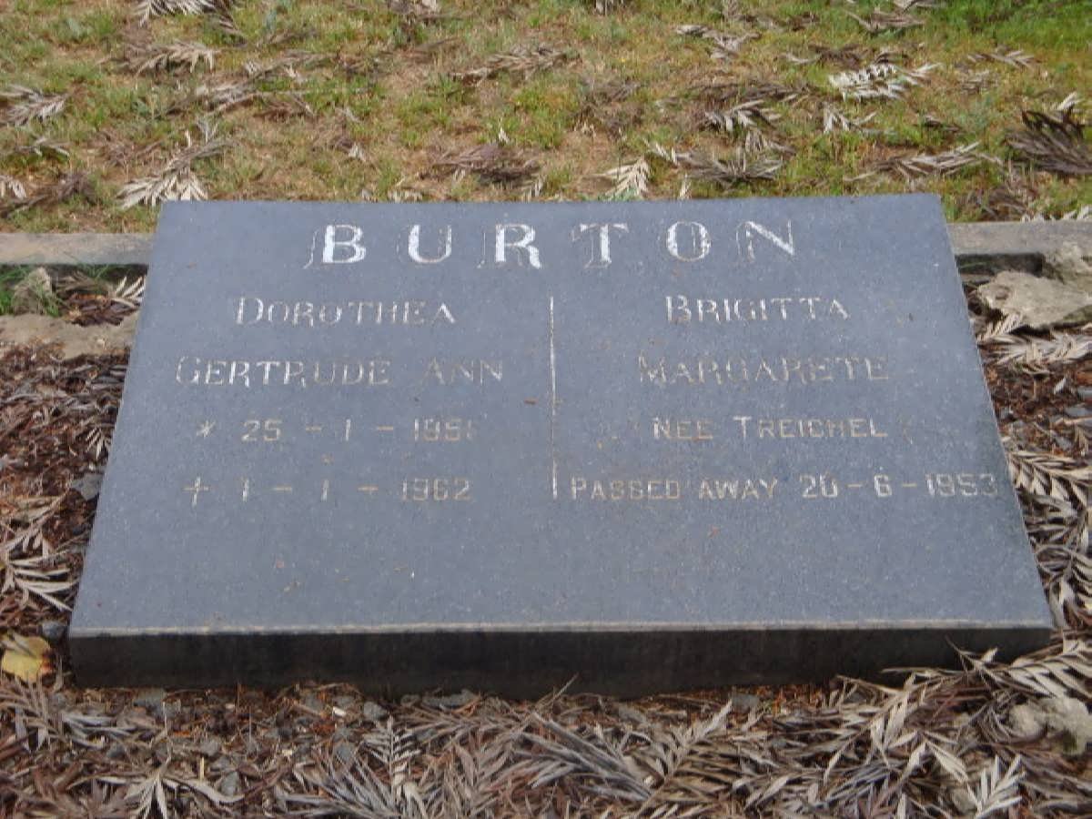BURTON Brigitta Margarete nee TREICHEL -1953 :: BURTON Dorothea Gertrude Ann 1951-1962