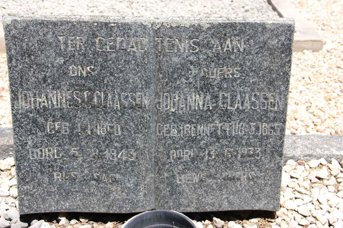 CLAASSEN Johannes 1860-1943 &amp; Johanna BENNET 1865-1933