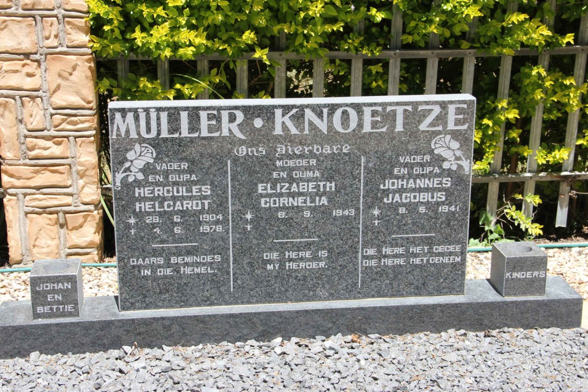 MÜLLER Hercules Helgardt 1904-1978 :: MÜLLER Johannes Jacobus 1941- &amp; Elizabeth Cornelia 1943-