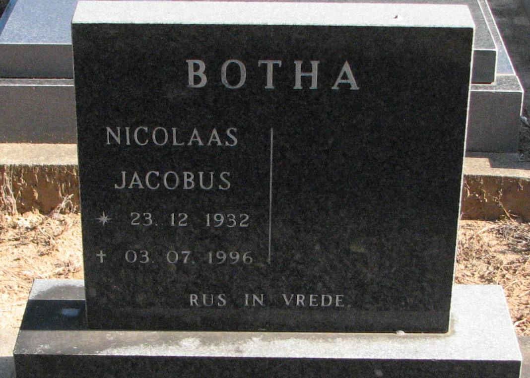 BOTHA Nicolaas Jacobus 1932-1996