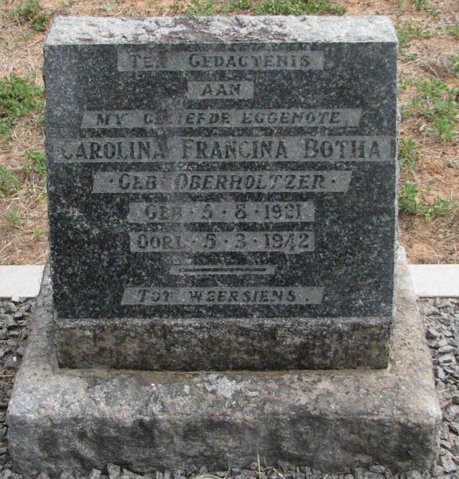 BOTHA Carolina Francina nee OBERHOLTZER 1921-1942