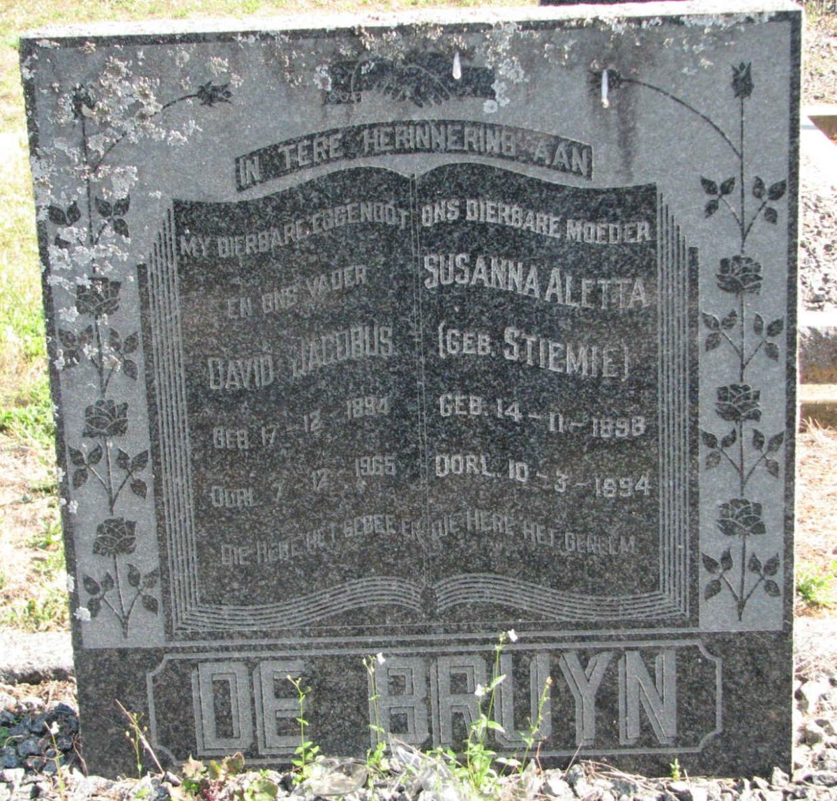 BRUYN David Jacobus, de 1894-1965 &amp; Susanna Aletta STIEMIE 1898-1994