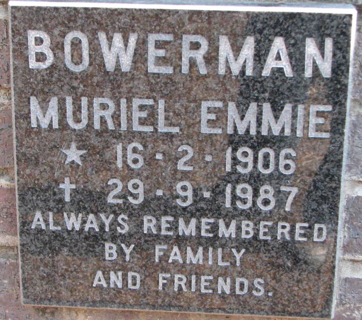 BOWERMAN Muriel Emmie 1906-1987