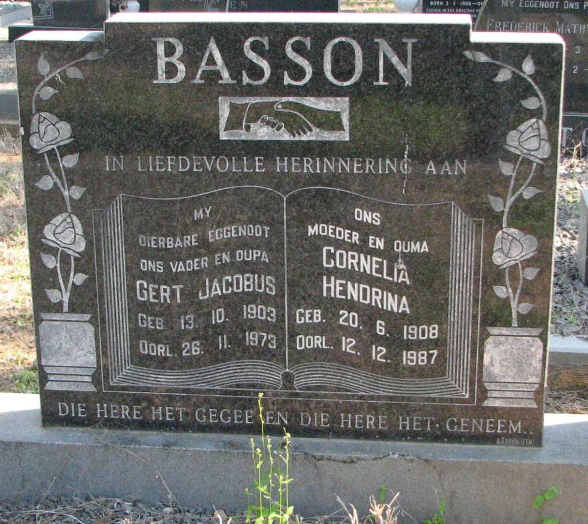 BASSON Gert Jacobus 1903-1973 &amp; Cornelia Hendrina 1908-1987