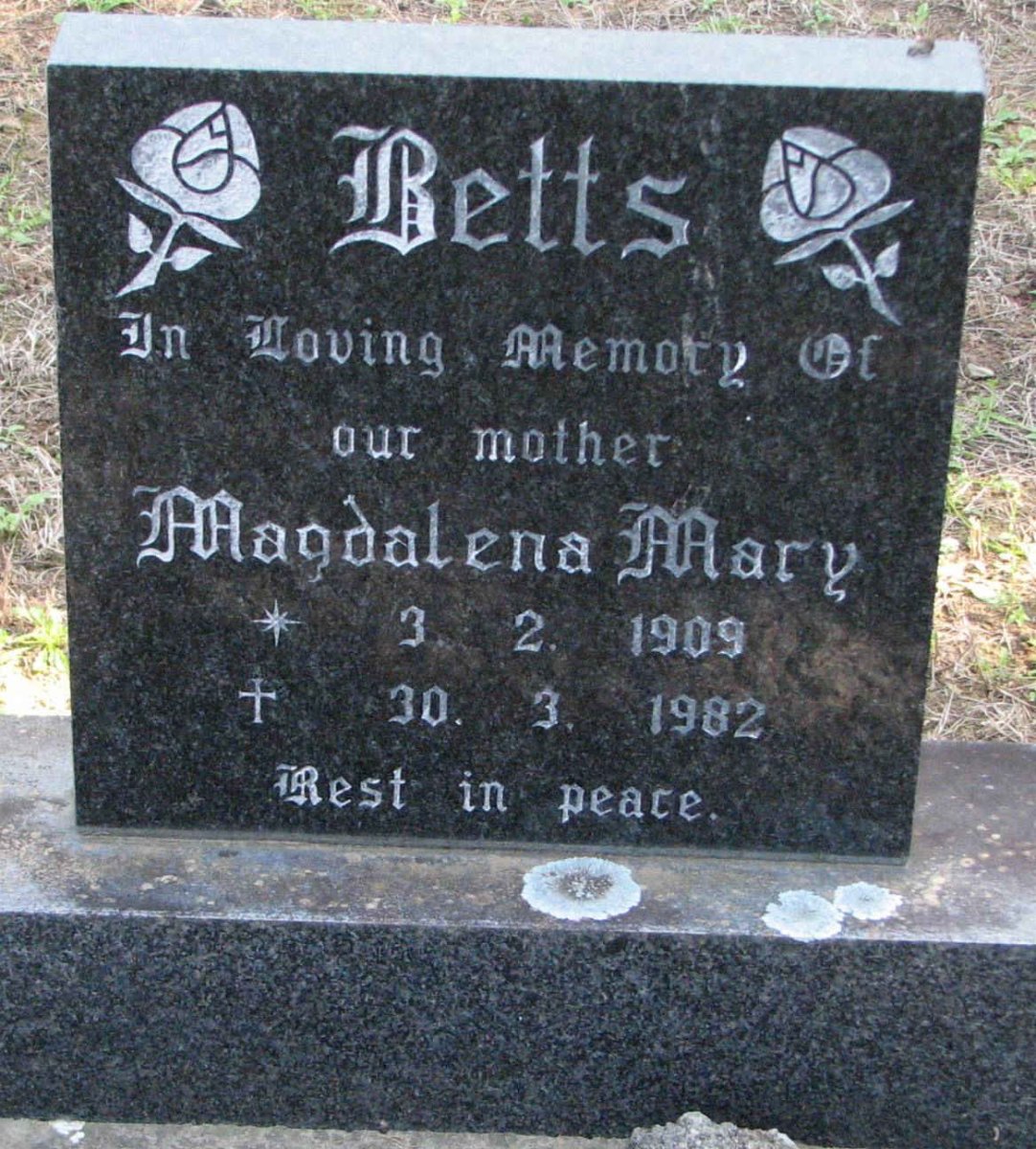 BETTS Magdalena Mary 1909-1982
