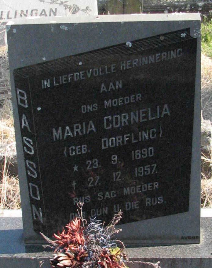 BASSON Maria Cornelia nee DORFLING 1890-1957