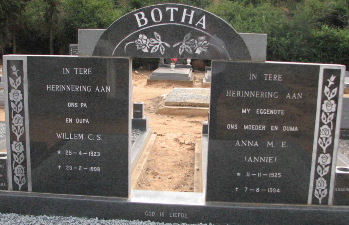 BOTHA Willem C.S. 1923-1998 &amp; Anna M.E. 1925-1994