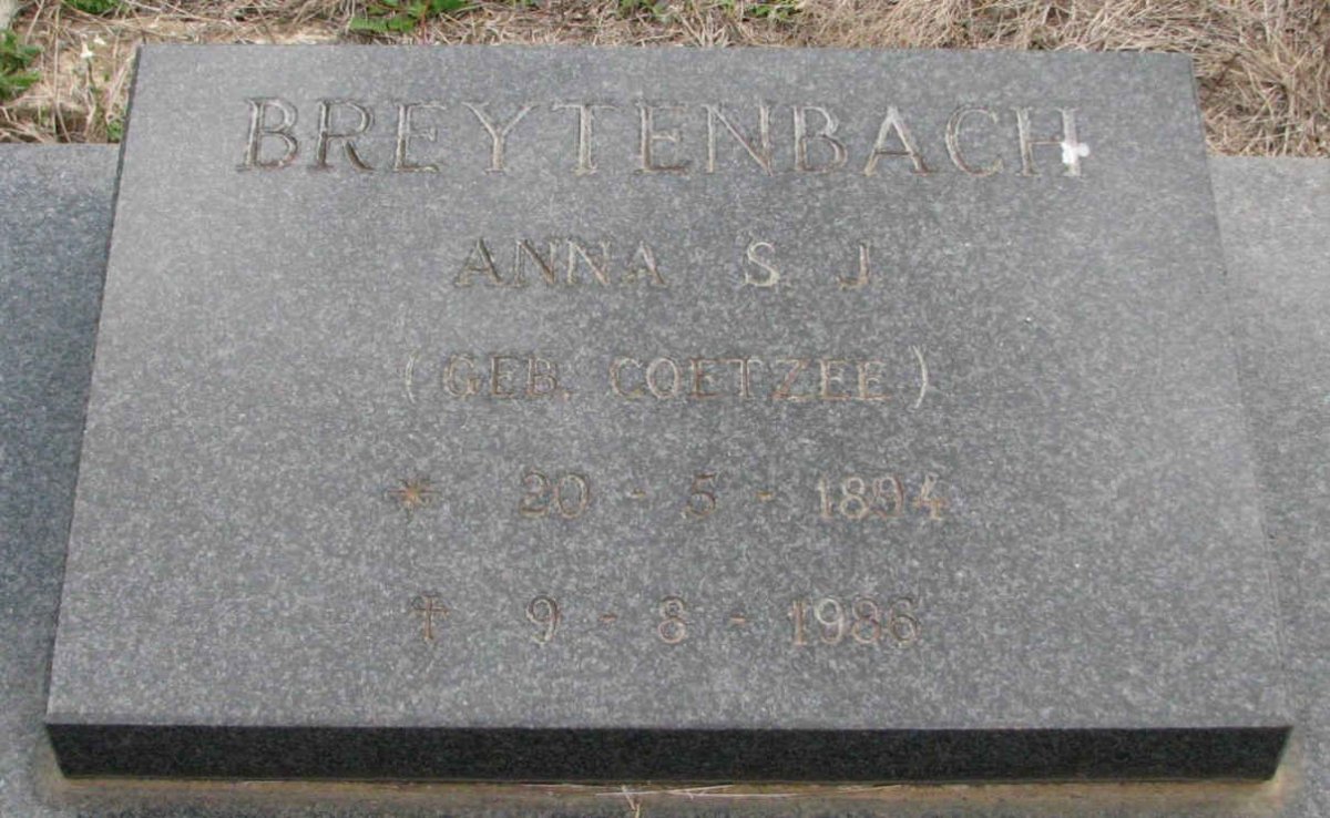 BREYTENBACH Anna S.J. nee COETZEE 1894-1986