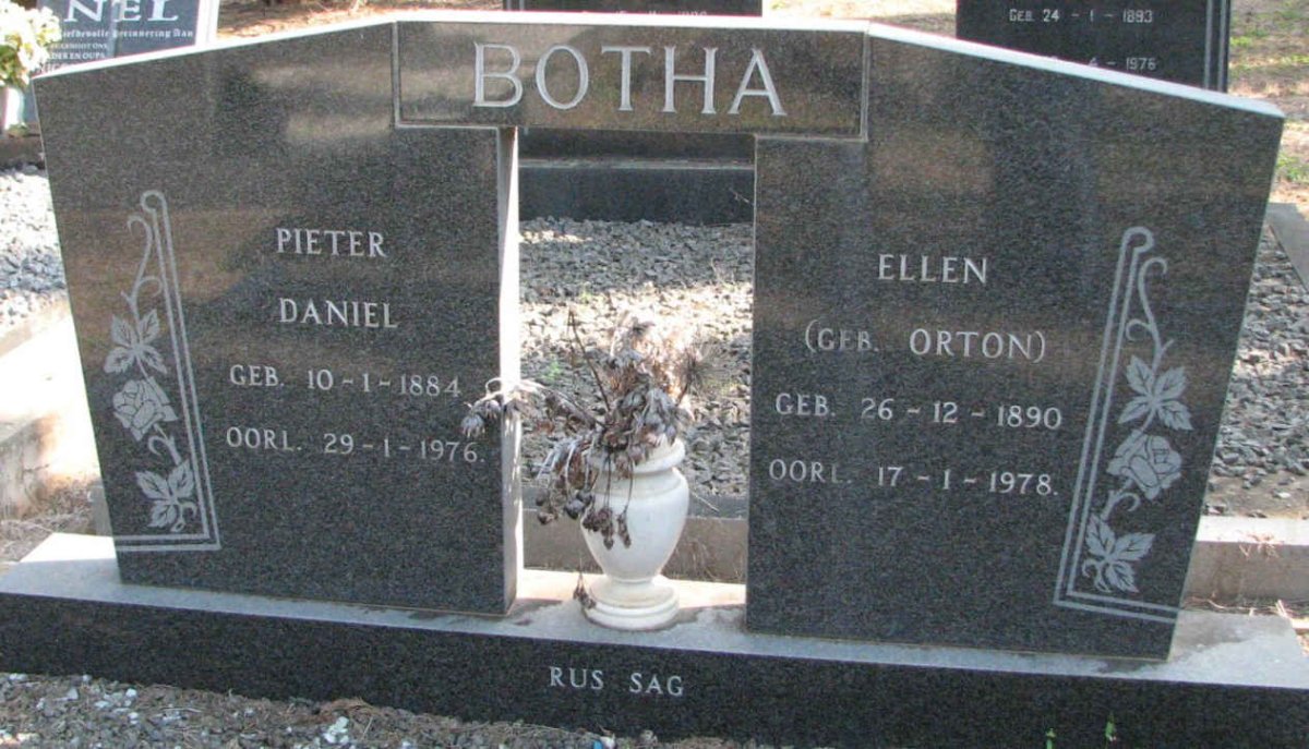 BOTHA Pieter Daniel 1884-1976 &amp; Ellen ORTON 1890-1978