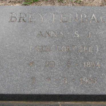 BREYTENBACH Anna S.J. nee COETZEE 1894-1986