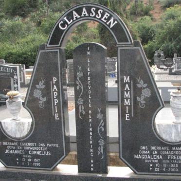 CLAASSEN Johannes Cornelius 1917-1990 &amp; Magdalena Frederika KRAUSE 1925-2000