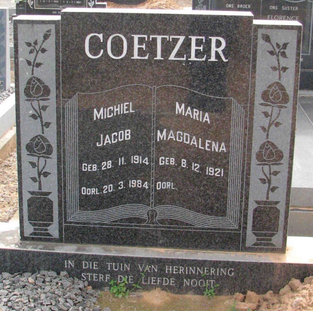 COETZER Michiel Jacob 1914-1984 &amp; Maria Magdalena 1921-