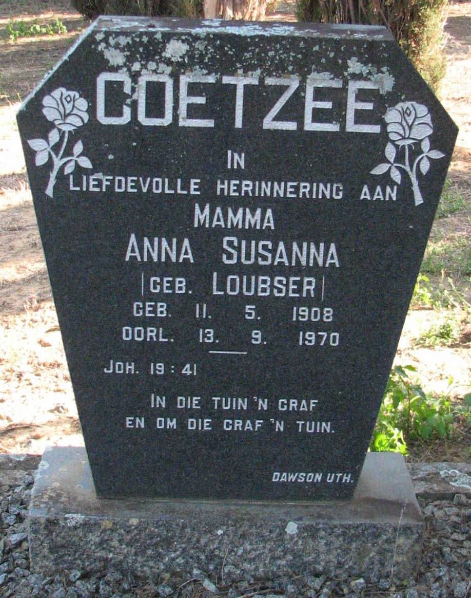 COETZEE Anna Susanna nee LOUBSER 1908-1970