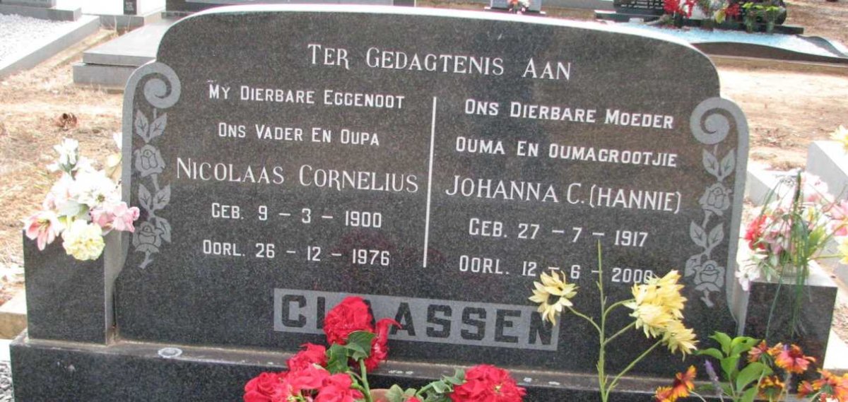 CLAASSEN Nicolaas Cornelius 1900-1976 &amp; Johanna C. 1917-2000